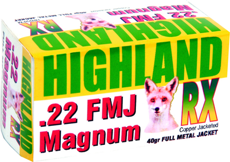 .22 MAGNUM RX HIGH VELOCITY FMJ 40GR