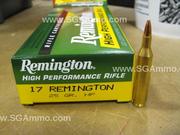 20 Round box - 17 Remington 25 Grain Hollow Point Remington High Performance Rifle Ammo - R17R2