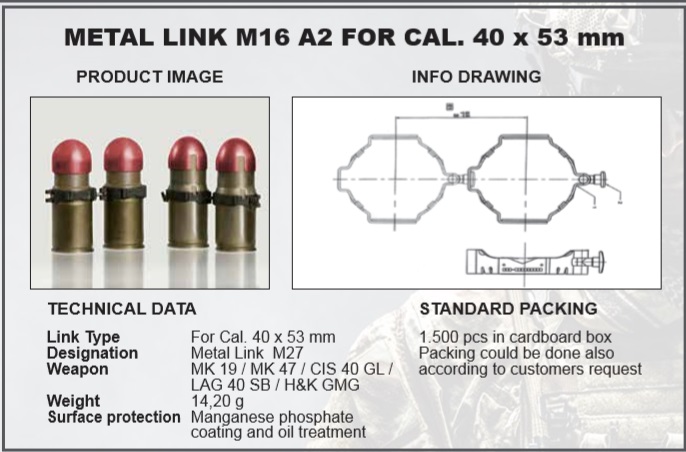 Metal Link M16 A2 for Cal. 40X53 MM