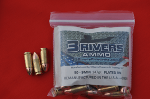 3Rivers Ammo 9MM 147gr. PLATED RN