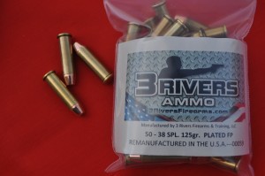 3Rivers Ammo 38SPL. 125gr PLATED RNFP