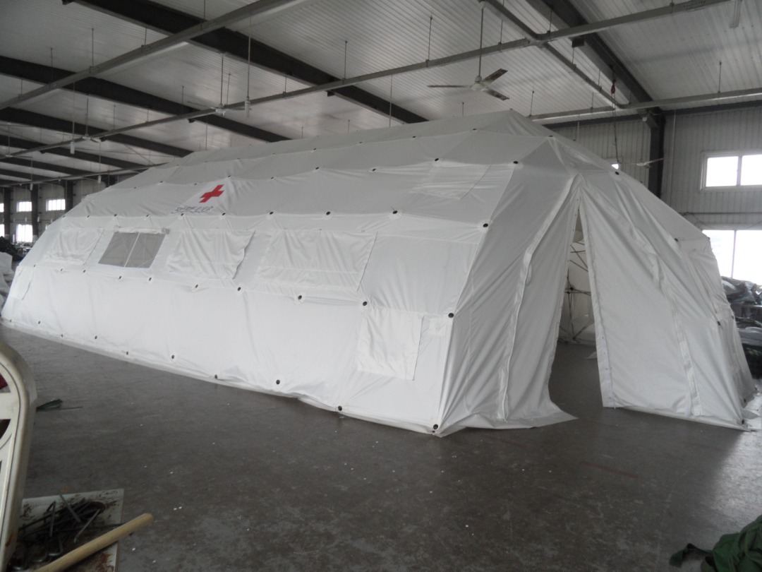 Military tents, hospital tents and first aid equipment