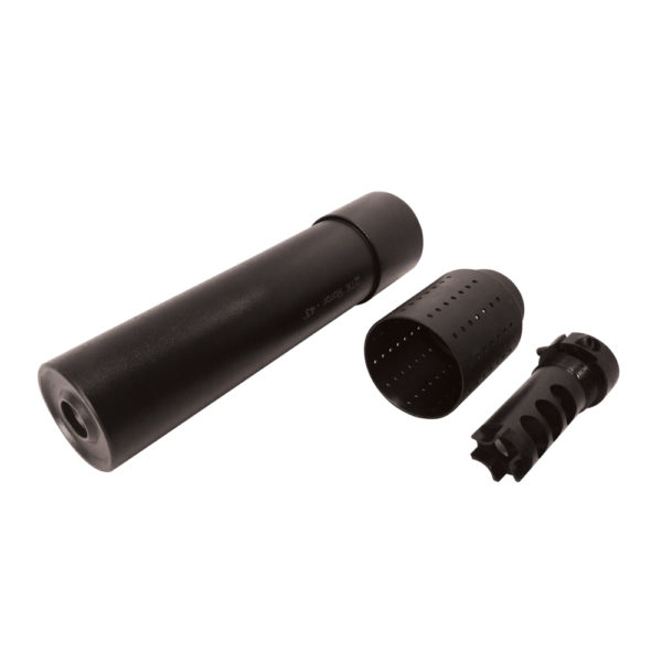 suppressor and chambered suppressor muzzle break muzzle break + shockwave reduction device flash hider tactical kit stock adapter