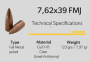 7,62x39 mm FMJ Projectiles