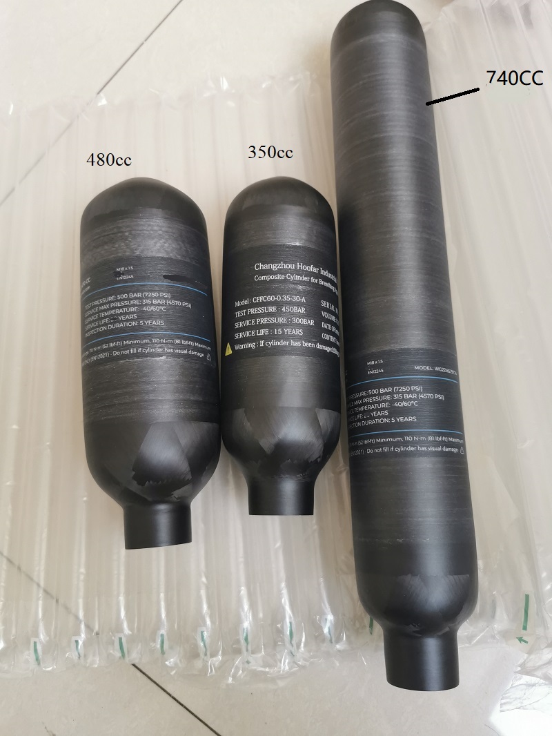300bar Carbon fiber air cylinder/tank/flasks 0.35L/0.48L/0.50L/0.58L/0.70L