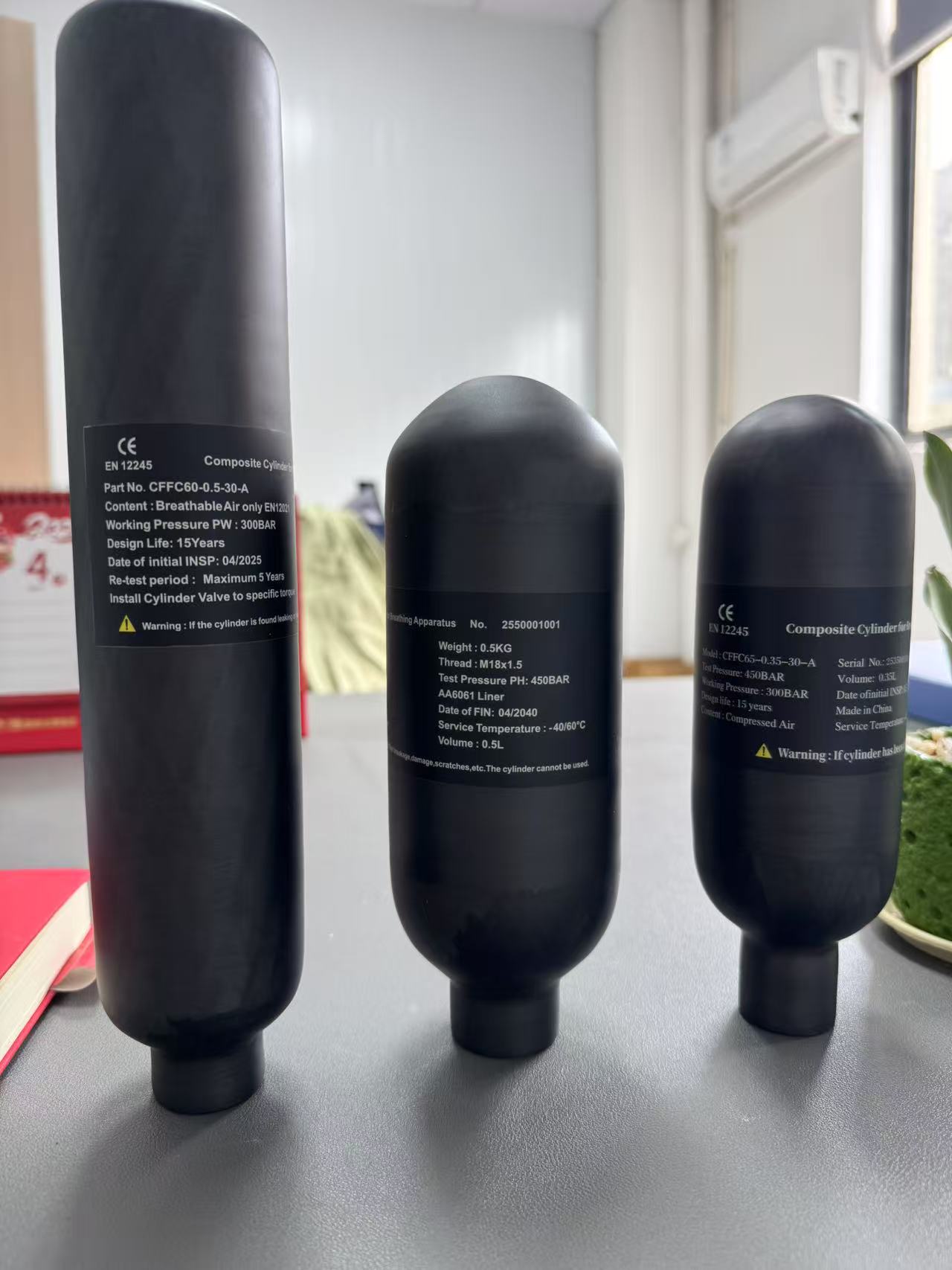 300bar Carbon fiber air cylinder/tank/flasks 0.35L/0.48L/0.50L/0.58L/0.70L