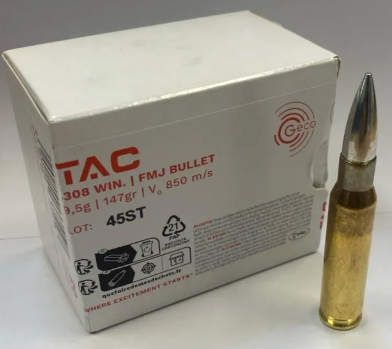 450.000 Geco TAC 308 Win FMJ 147 grains
